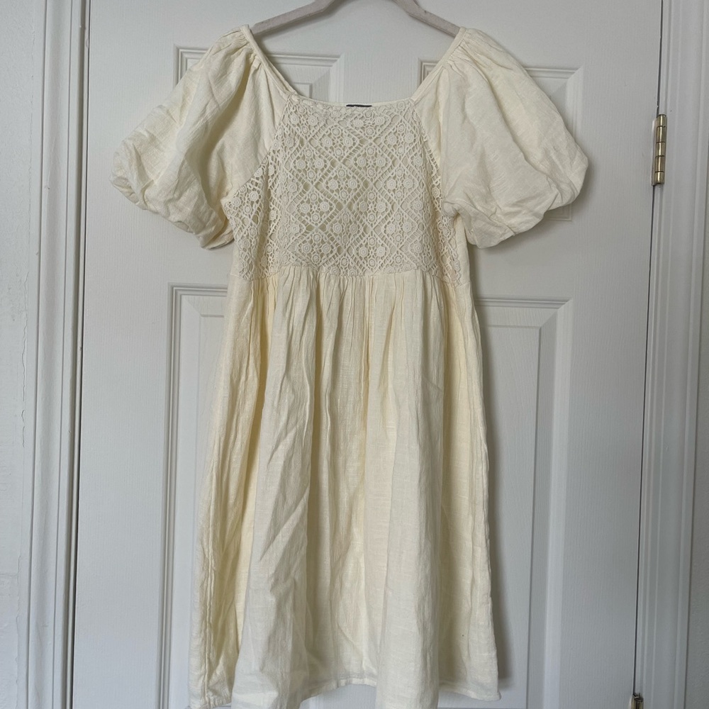 Cream natural Cotton Junior Dress